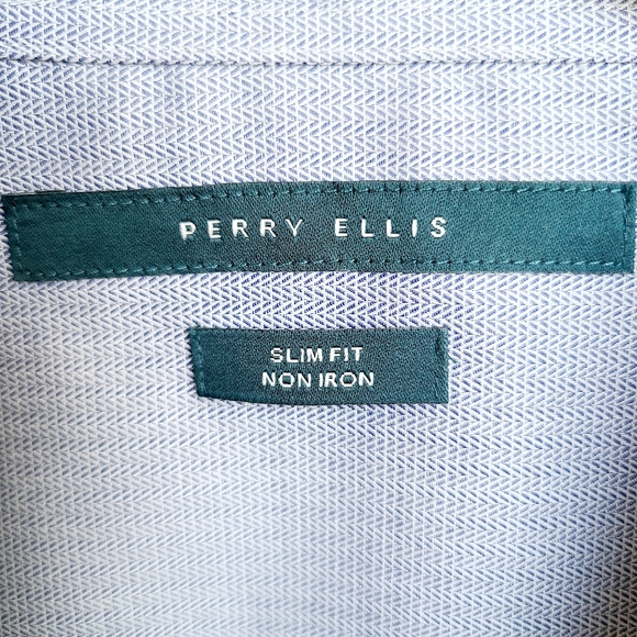Perry Ellis Button-Up Long Sleeve Shirt / Men's Large / Blue - Picture 4 of 4